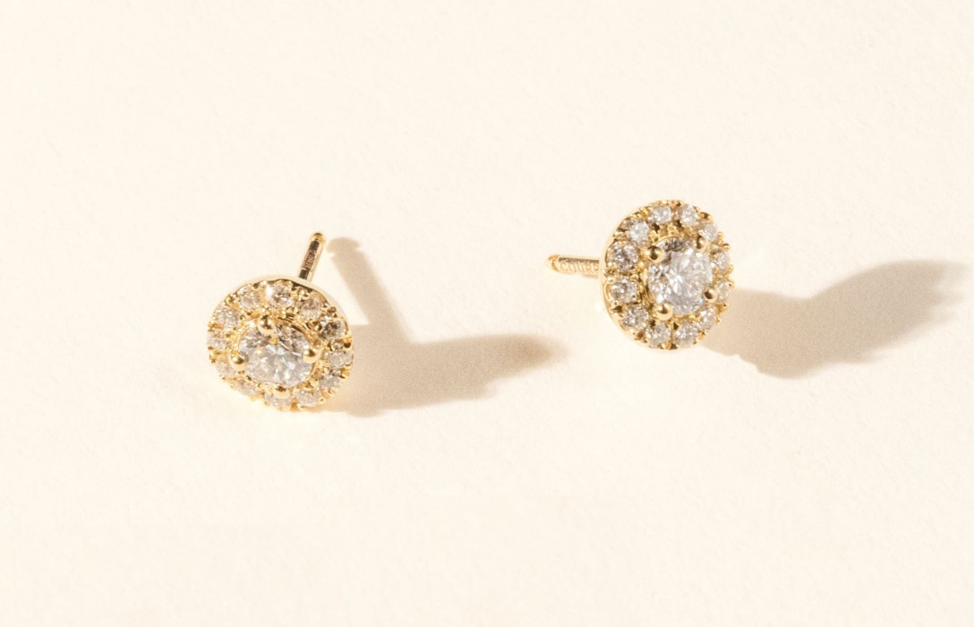 Boucles d'oreilles - Or jaune 18K (2,50 g), diamants 0,55 carat - Courbet