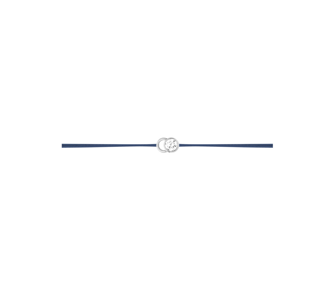Bracelet cordon LET'S COMMIT bleu Courbet en or blanc - Profil