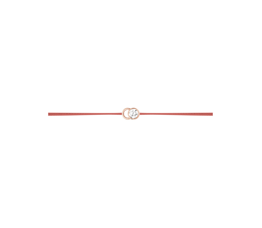 Bracelet cordon LET'S COMMIT orange corail en or rose - Profil