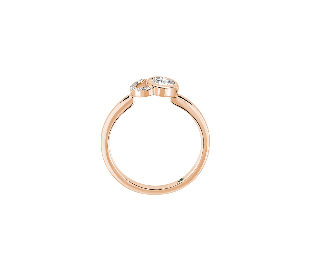 Bague CO - Or rose 18K, diamants synthétiques - Vue 3