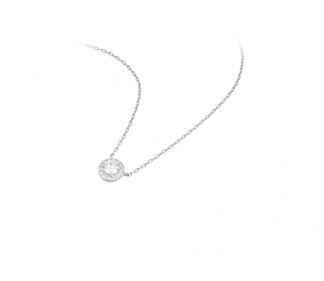 Collier Halo - Or blanc 18K (4,00 g), diamants 0,65 cts - Vue 2