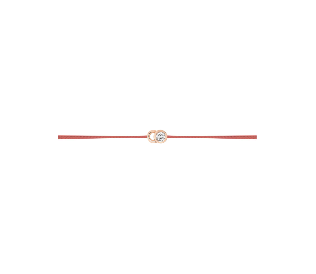 Bracelet cordon LET'S COMMIT orange corail en or rose - Profil