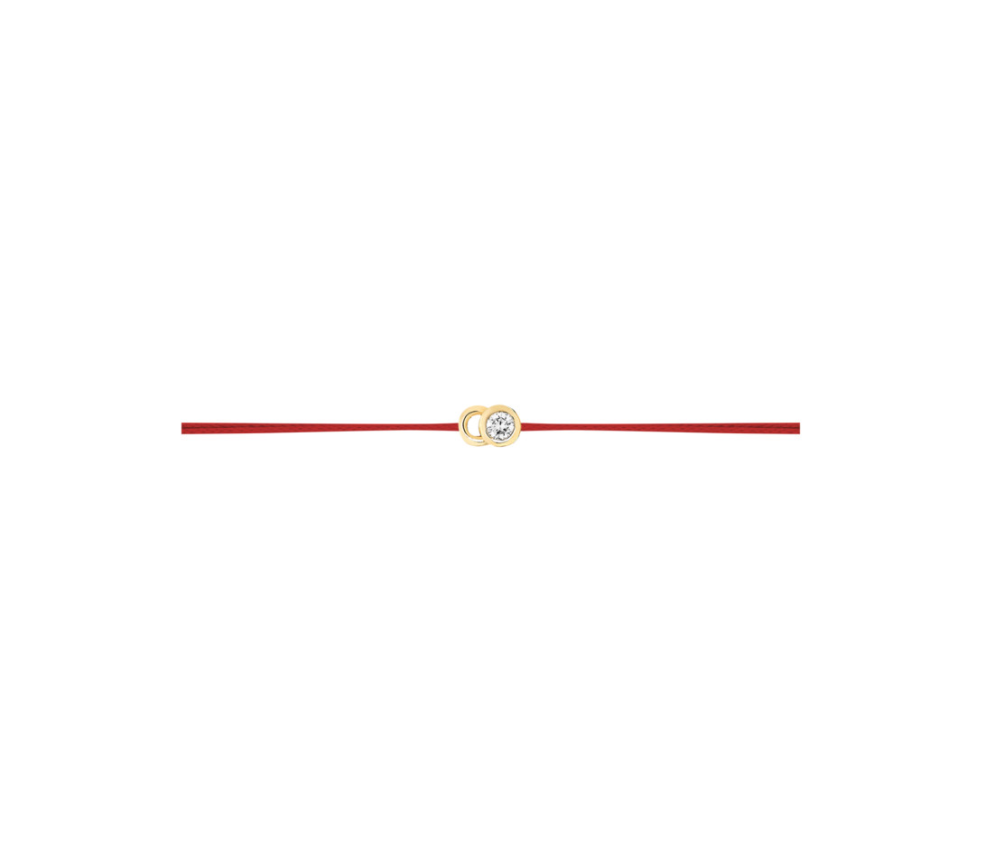 Bracelet cordon LET'S COMMIT rouge carmin en or jaune - Profil