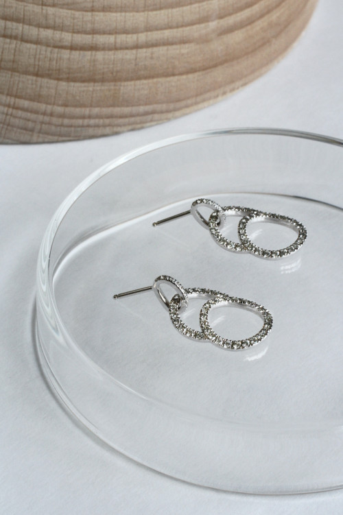 Boucles d'oreilles pendantes Céleste en or blanc recyclé et diamants de synthèse - Courbet