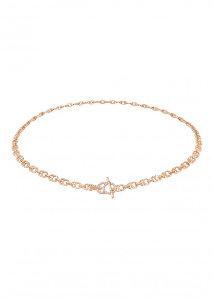 Collier chaîne CELESTE 43cm fermoir pavé en or rose - P1 - Courbet