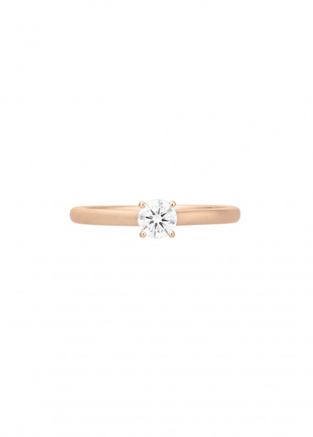 Bague solitaire quatre griffes - Or rose 18K (2,70 g), diamant 0,10 ct - Courbet