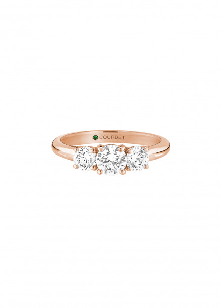 Bague solitaire Trio - Or rose 18K (4,30 g), 3 diamants 1,45 cts - Courbet