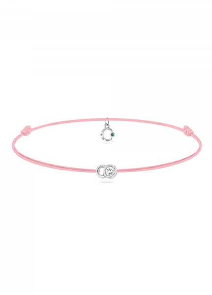 Bracelet cordon LET'S COMMIT rose ballerine en or blanc - Face - Courbet