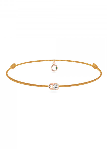 Bracelet cordon LET'S COMMIT jaune maya en or rose - Face - Courbet