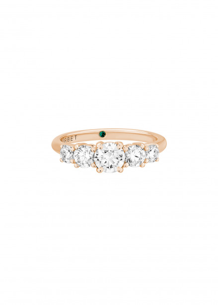 Bague solitaire Quintet - Or rose 18K (4,50 g), 5 diamants 1,20 cts - Courbet