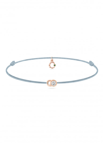 Bracelet cordon LET'S COMMIT bleu nuage en or rose - Courbet - Courbet