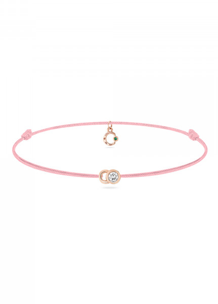 Bracelet cordon LET'S COMMIT rose ballerine en or rose - Face - Courbet