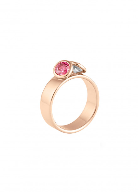 Bague 2 Courbet - Or rose 18K (7,00g), 2 diamants (1 rose) 1ct - Courbet