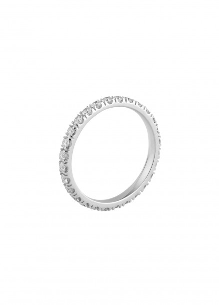 Alliance full-pavée (1,8mm) - Or blanc 18K (1,50 g), diamants 0,60 ct - Courbet