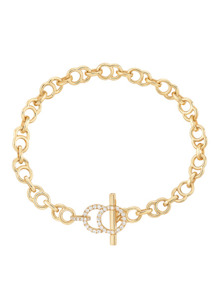 Bracelet chaîne CELESTE fermoir pavé en or jaune - Face - Courbet