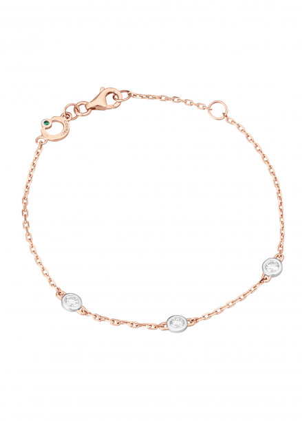 Bracelet Origine - Or rose 18K (1,90 g), 3 diamants 0,30 carat - Courbet