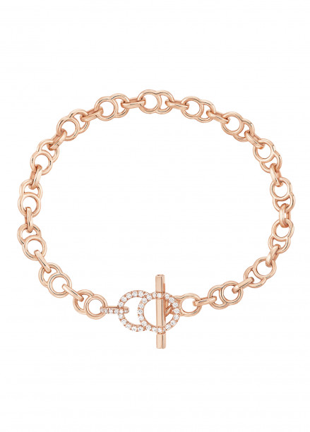 Bracelet chaîne CELESTE fermoir pavé en or rose - Fermé - Courbet
