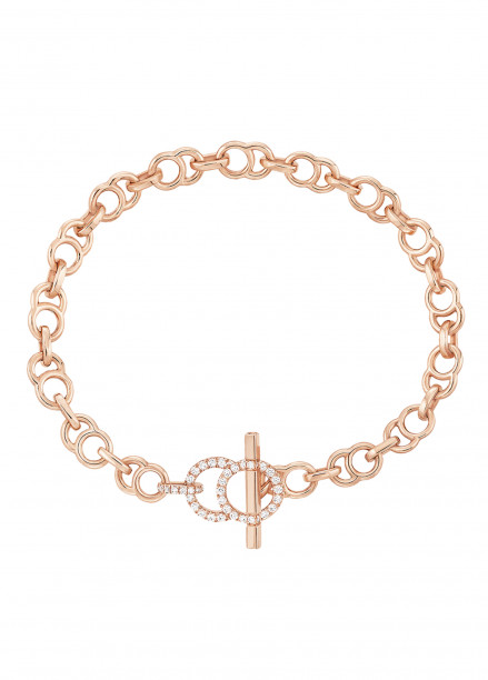 Bracelet chaîne CELESTE fermoir pavé en or rose - Fermé - Courbet