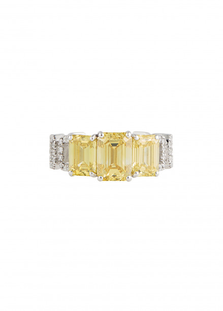 Bague Haute Joaillerie - Or blanc 18K (4,10 g), diamants jaunes et blancs 4,10 cts - Courbet