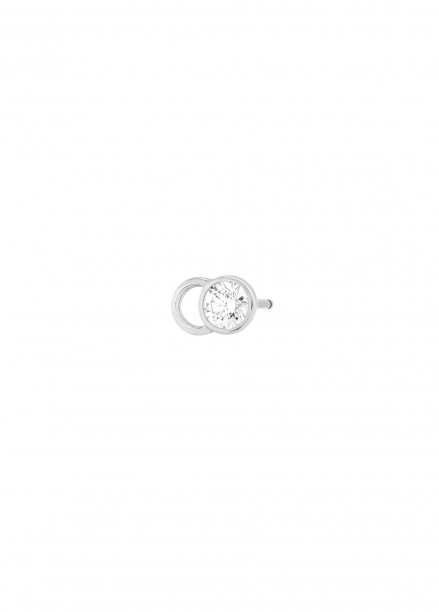 Mono boucle d'oreille puce CO en or blanc - Courbet