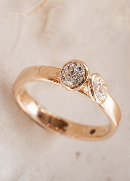 Bague 2 Courbet - Or rose 18K (3,50g), 2 diamants 0,5 ct - Courbet