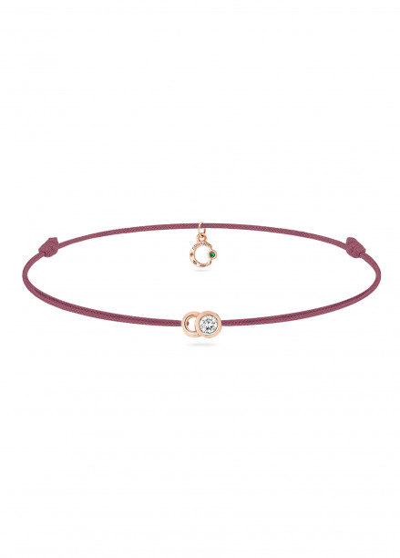 Bracelet cordon LET'S COMMIT bois de rose en or rose - Face - Courbet