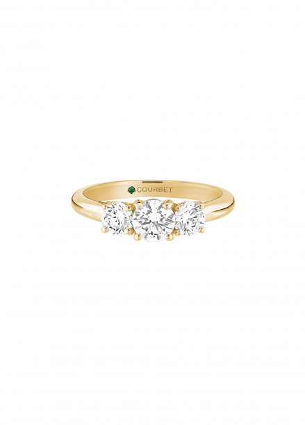 Bague solitaire Trio - Or jaune 18K (4,30 g), 3 diamants 1,45 cts - Courbet