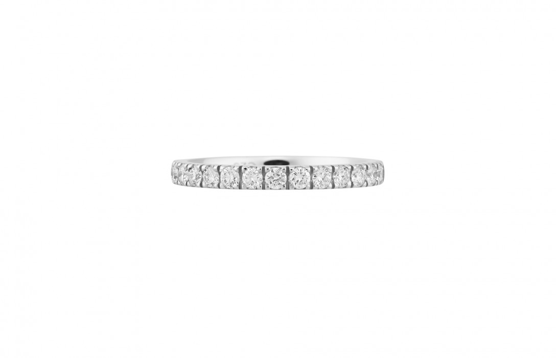 Alliance demi-pavée (2,3 mm) - Or blanc 18K (2,90 g), diamants 0,40 ct - Courbet