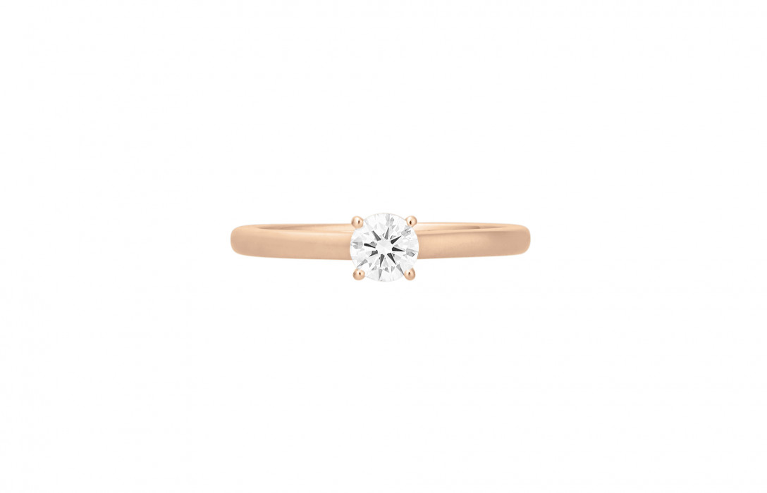 Bague solitaire quatre griffes - Or rose 18K (2,70 g), diamant 0,10 ct - Courbet