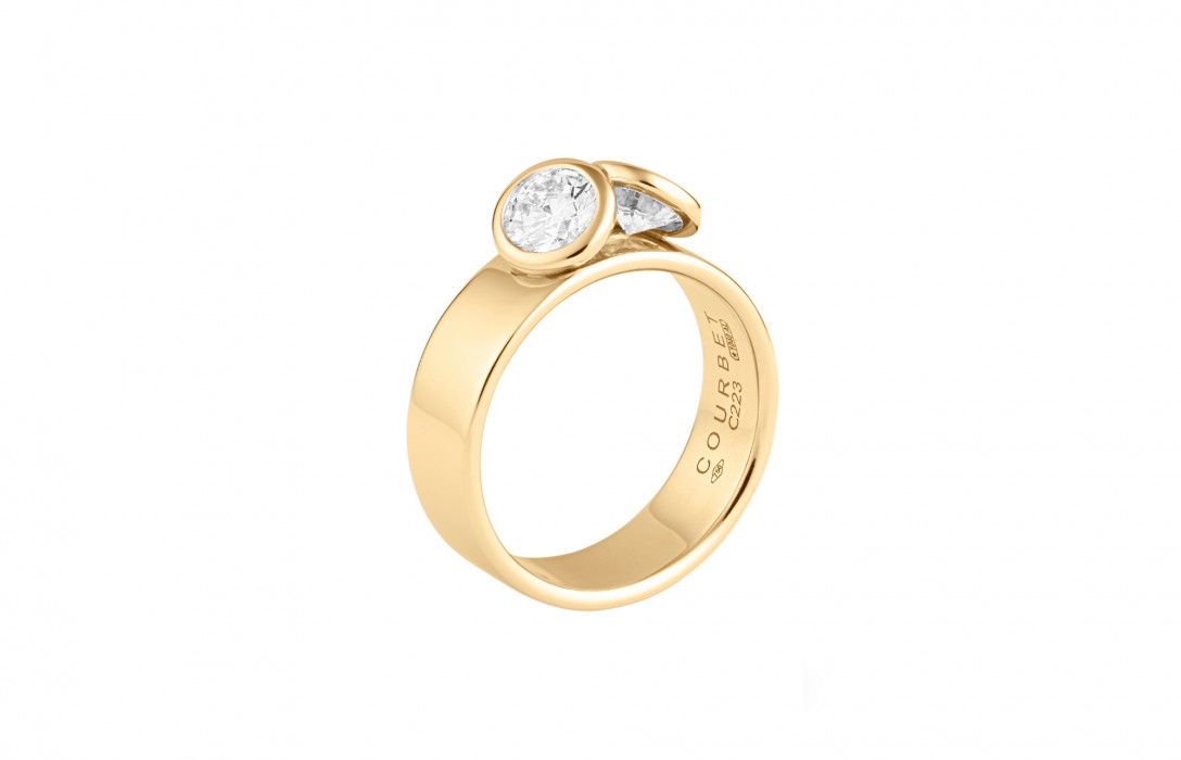 Bague 2 Courbet - Or jaune 18K (7,00g), 2 diamants 1 ct - Courbet