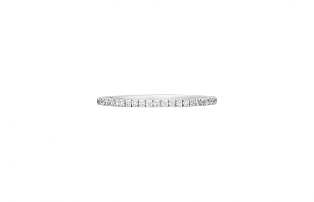 Alliance 1,5 mm demi-pavée en or blanc - Courbet