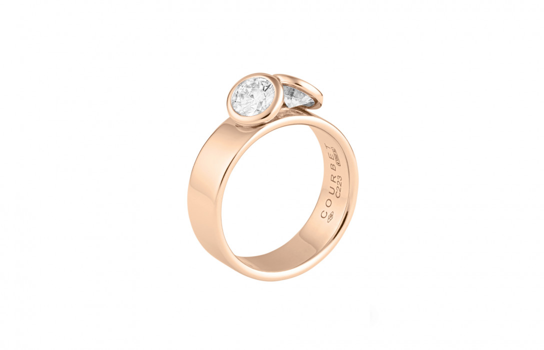 Bague 2 Courbet - Or rose 18K (7,00g), 2 diamants 1 ct - Courbet