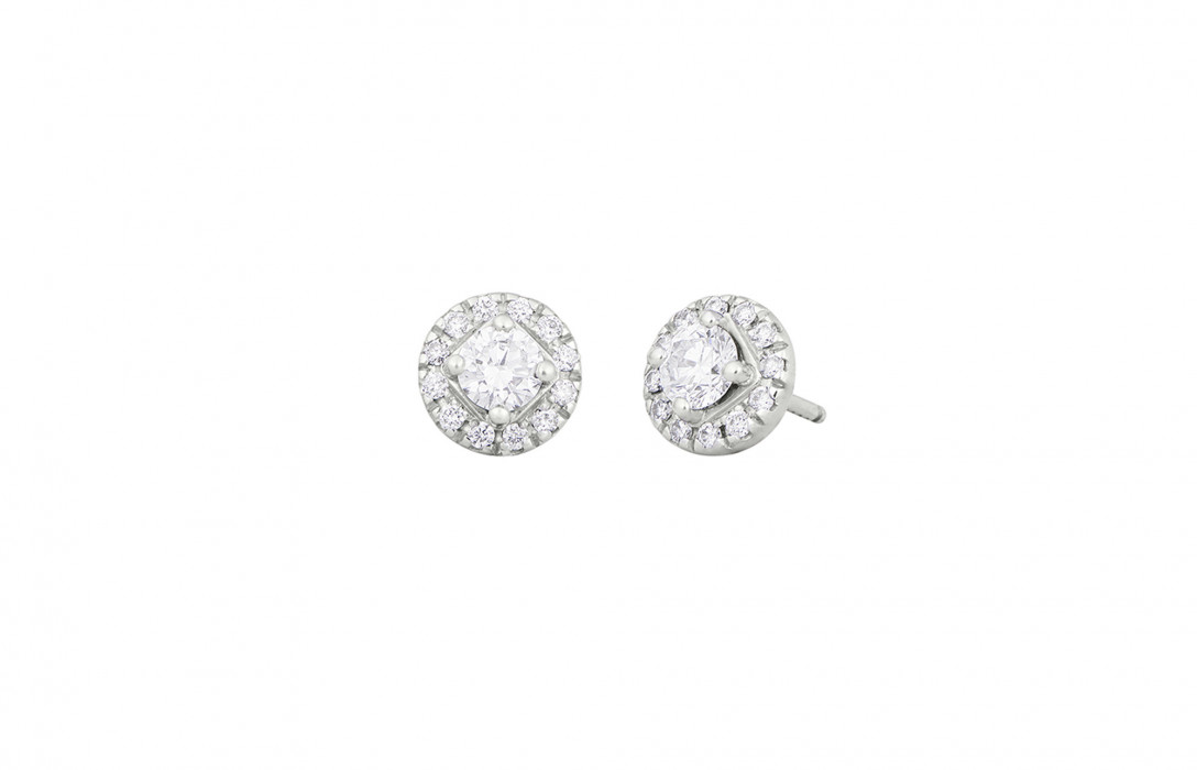 Boucles d'oreilles - Or blanc 18K (2,50 g), diamants 0,55 carat - Courbet