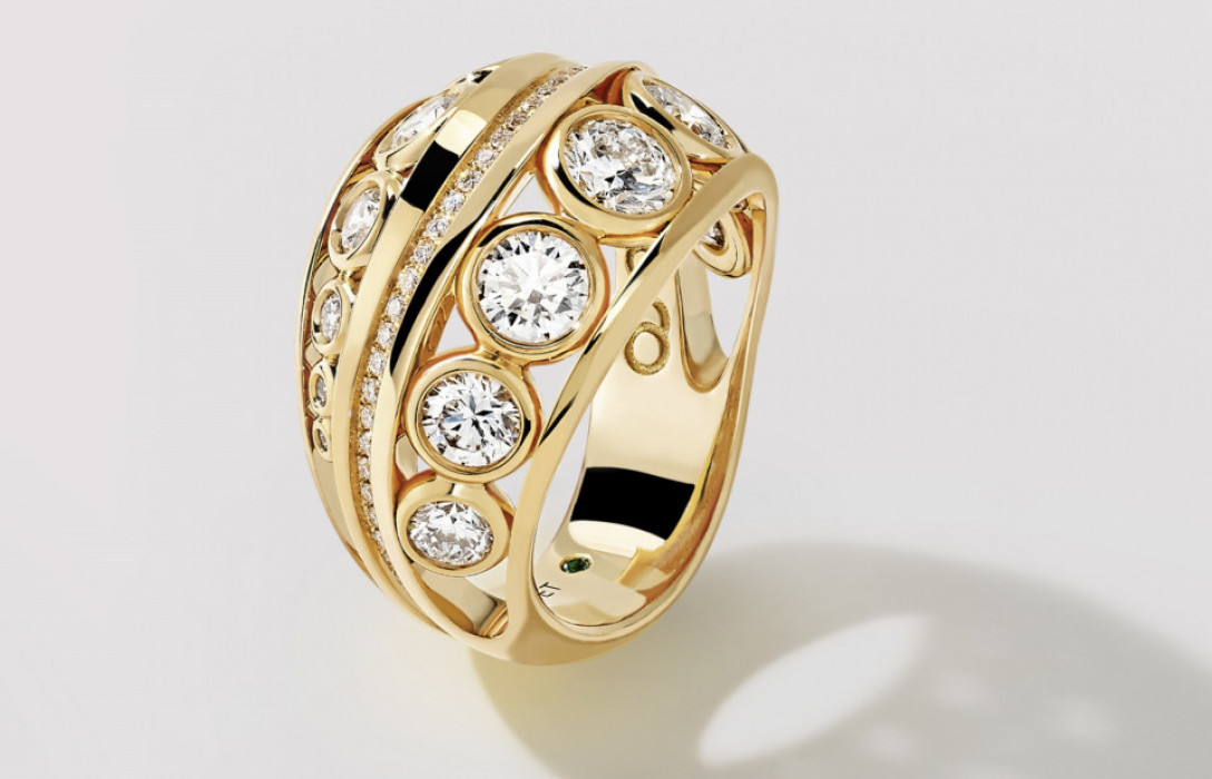 Bague ORIGINE Couture en or jaune recyclé 18K et diamants de synthèse - Courbet - Vue 1 - Courbet