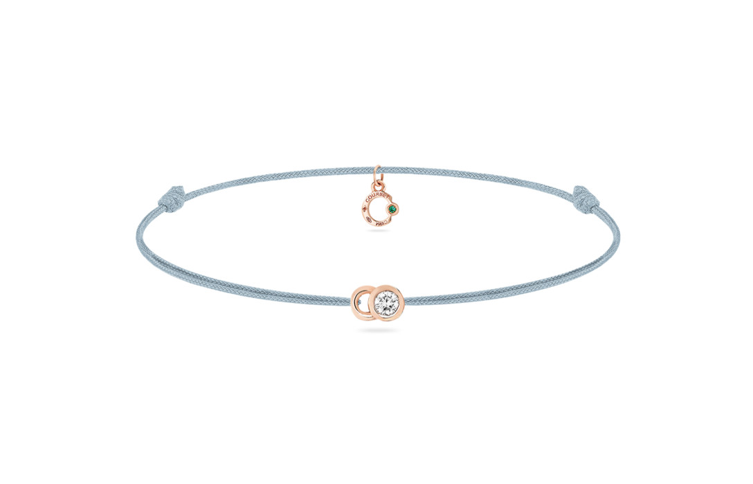 Bracelet cordon LET'S COMMIT bleu nuage en or rose - Courbet - Courbet