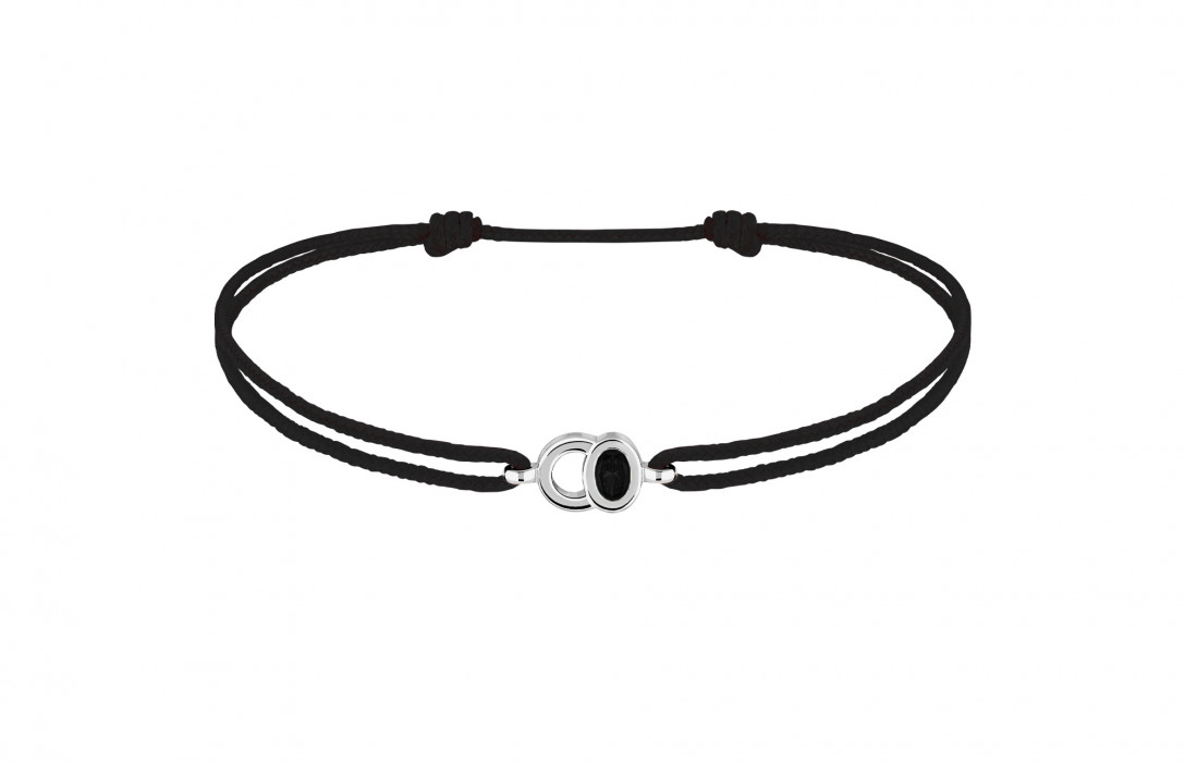 Bracelet cordon Edition Spéciale noir carbone oval noir en or blanc - Courbet