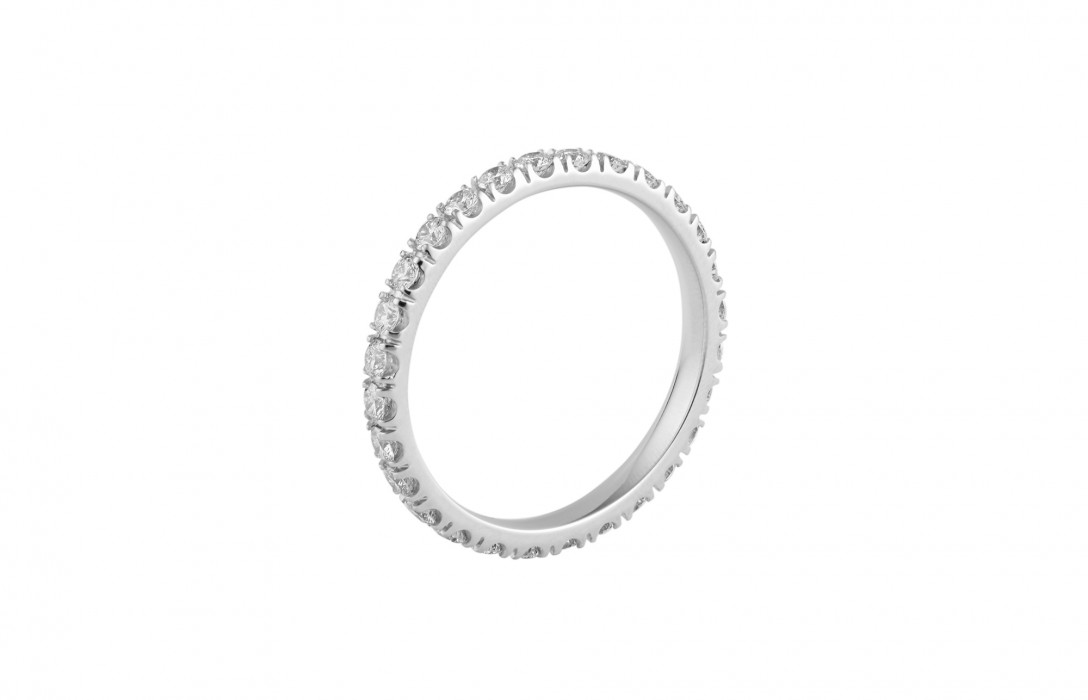 Alliance full-pavée (1,8mm) - Or blanc 18K (1,50 g), diamants 0,60 ct - Courbet