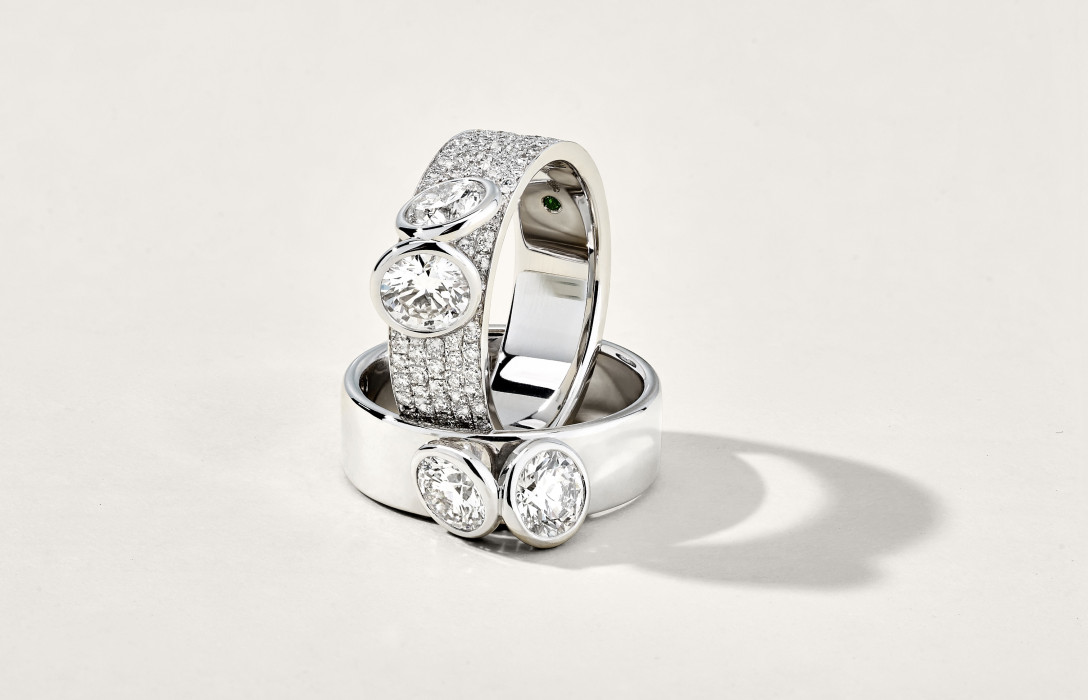 Bague 2 Courbet - Or blanc 18K (7,00g), 2 diamants 1ct - Courbet