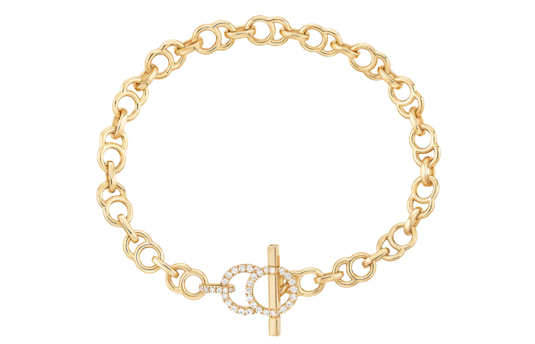 Bracelet chaîne CELESTE fermoir pavé en or jaune - Face - Courbet