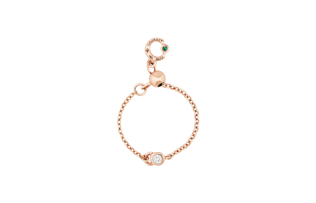 Bague chaîne CO en or rose - Courbet