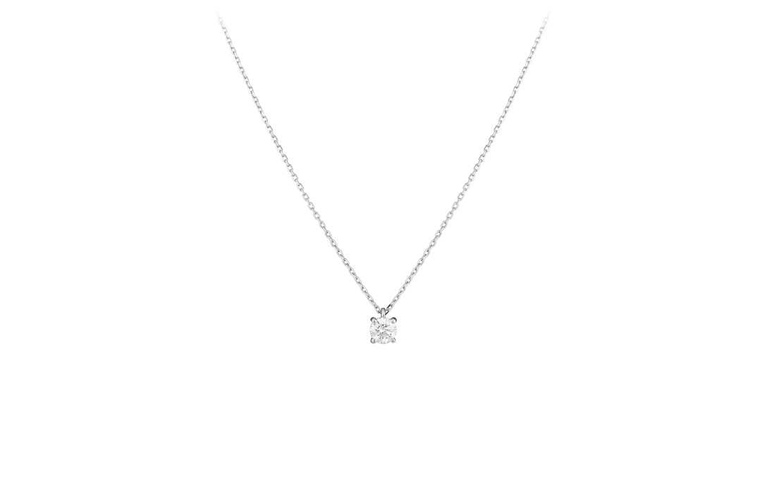 Collier quatre griffes - Or blanc 18K (2,00 g), diamant 0,20 ct - Courbet