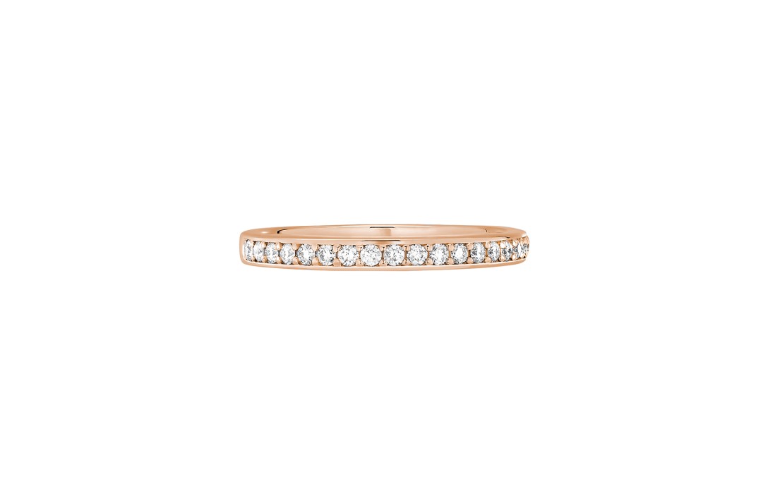 Alliance Courbet 2,3 mm pavée tour complet serti filet grain en or rose - Courbet