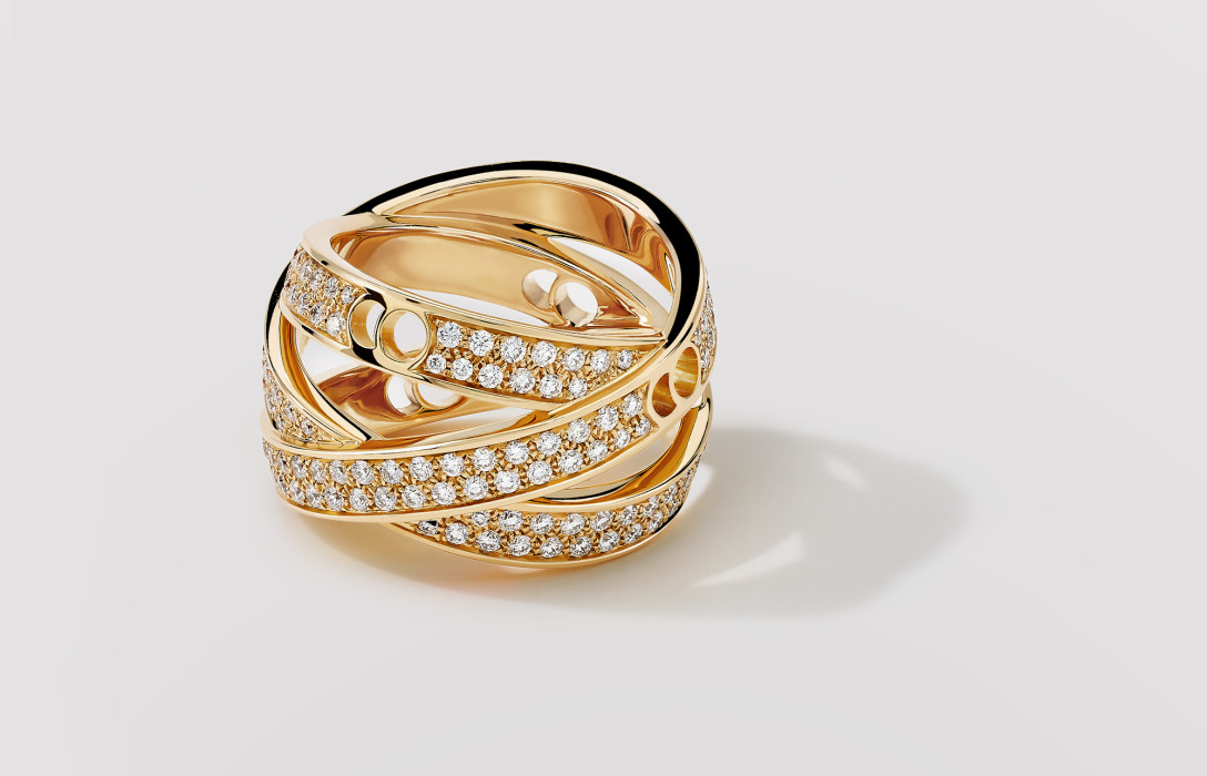 Bague ECLIPSE Couture en or jaune recyclé 18K et diamants de synthèse - Vue 1 - Courbet