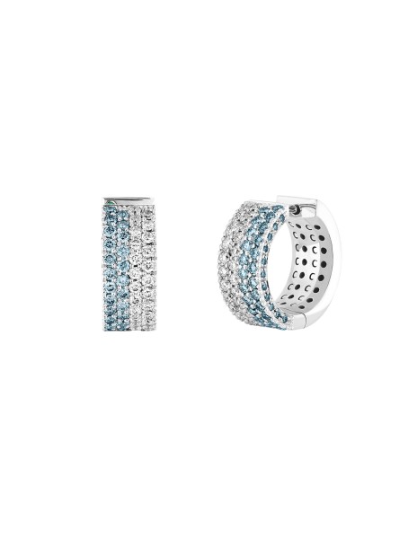 Boucle d'oreille TENNIS or blanc pavé bleu PM - Courbet
