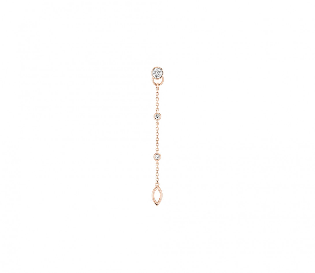 Mono Boucle d’Oreille Pendante CO - Or rose 18K, diamants synthétiques