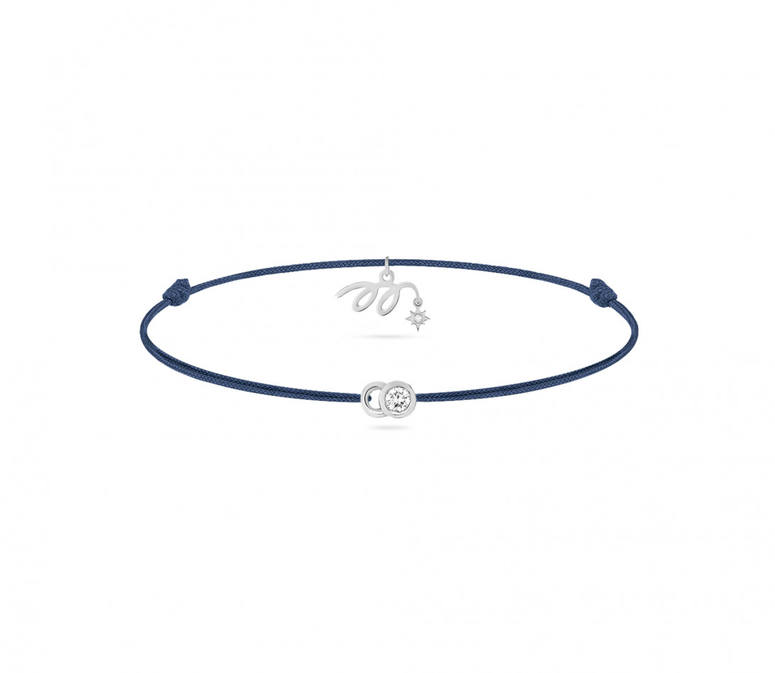 Bracelet cordon LET’S COMMIT MARZIA X COURBET « M » bleu Courbet en or blanc - packshot -Courbet