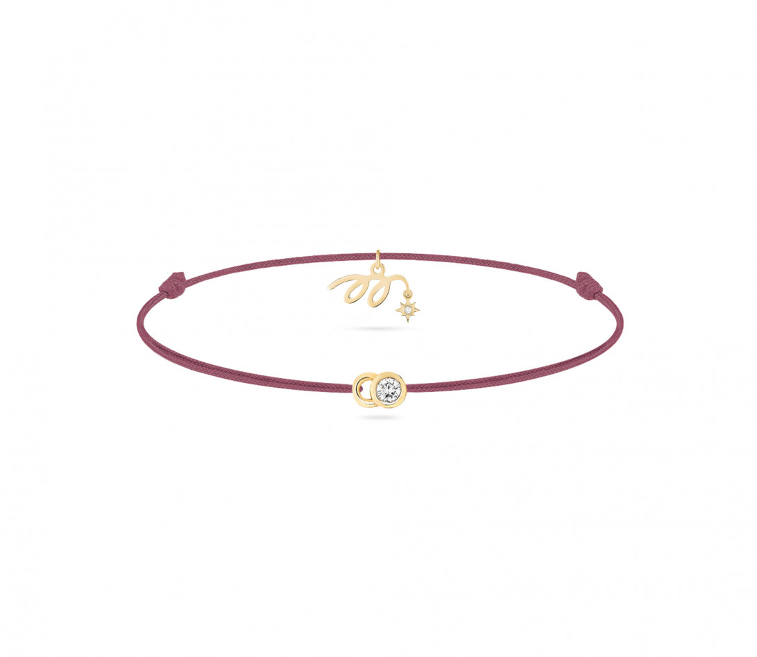 Bracelet cordon LET’S COMMIT MARZIA X COURBET « M » rose bois de rose en or jaune - packshot - Courbet