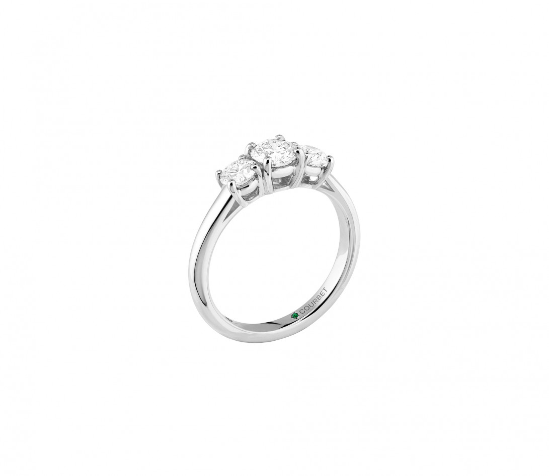 Bague Trio en or blanc recyclé 18K et diamants de synthèse 1 carat - Courbet - Vue 2