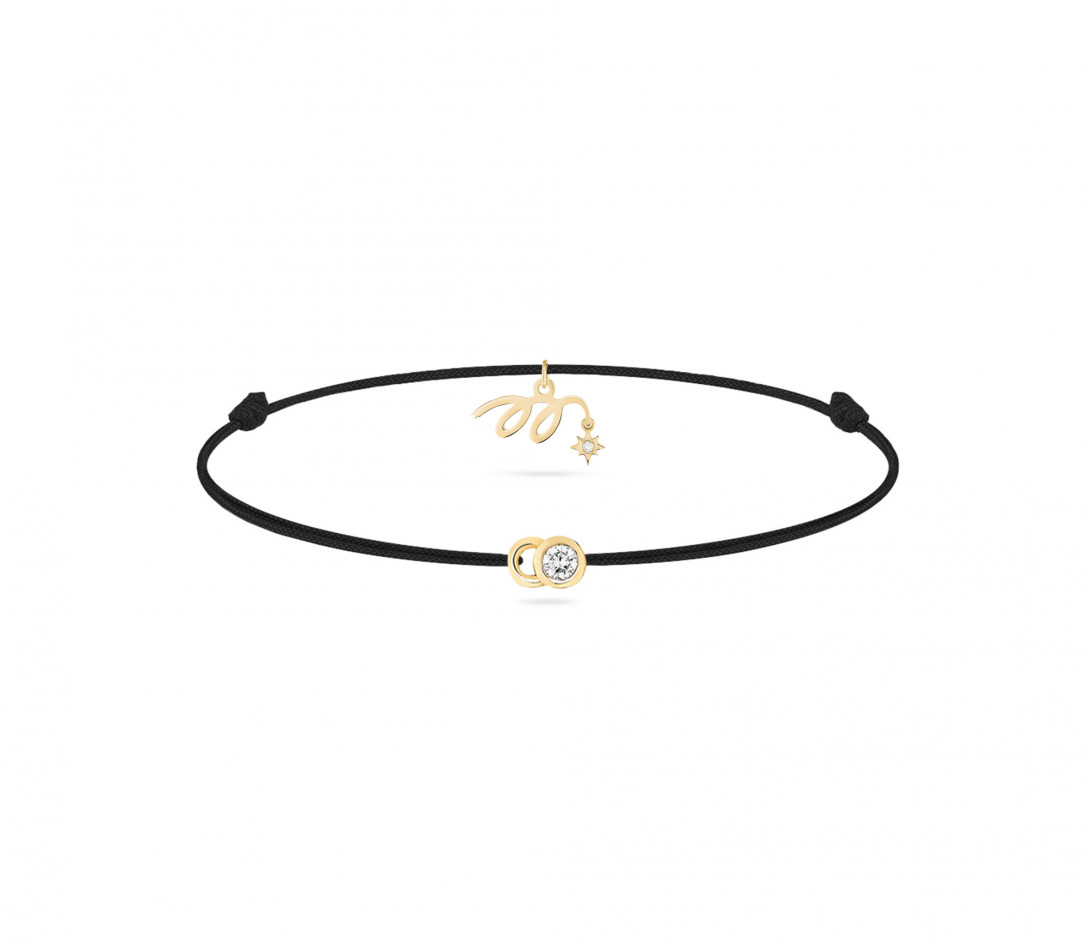 Bracelet cordon LET’S COMMIT MARZIA X COURBET « M » noir carbone en or jaune - packshot - Courbet