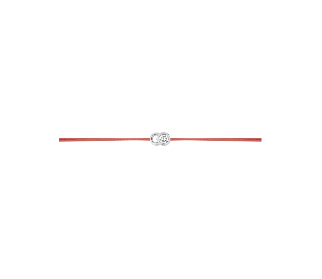 Bracelet cordon LET'S COMMIT orange corail en or blanc - Profil